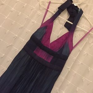 BCBGMAXAZRIA Silk Chiffon Halter Gown